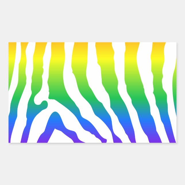 Pegatina Rectangular Patrón de cebra arco iris (Anverso)