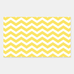 Pegatina Rectangular Patrón de cheurón blanco amarillo