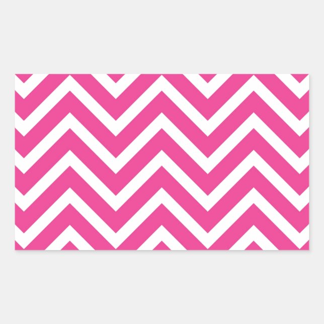 Pegatina Rectangular Patrón de cheurón rosa giratorio (Anverso)