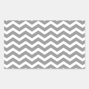 Pegatina Rectangular Patrón de Chevron blanco gris
