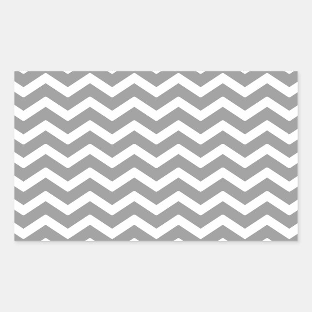 Pegatina Rectangular Patrón de Chevron blanco gris (Anverso)