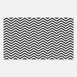 Pegatina Rectangular Patrón de chevron de franjas de zigzag en blanco y