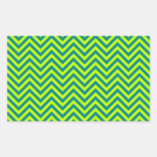 Pegatina Rectangular Patrón De Chevron Verde verde azulado Y Lime