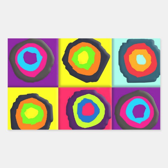 Pegatina Rectangular Patrón de Círculos Coloridos (Anverso)