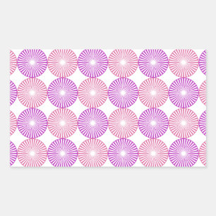 Pegatina Rectangular Patrón de círculos rosados y púrpura