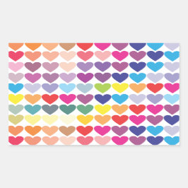 Pegatina Rectangular Patrón de corazón de arcoiris colorido