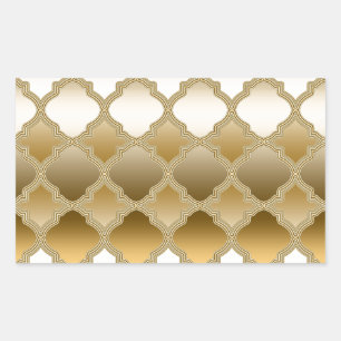 Pegatina Rectangular Patrón de cuarzo marroquí del Cuarteto dorado