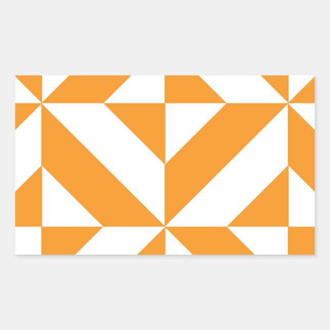 Pegatina Rectangular Patrón de cubo de deco geométrico del Naranja quem (Anverso)