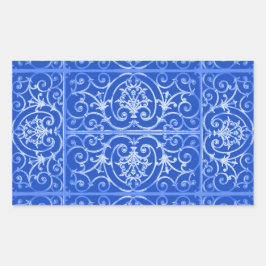 Pegatina Rectangular Patrón de desplazamiento azul real
