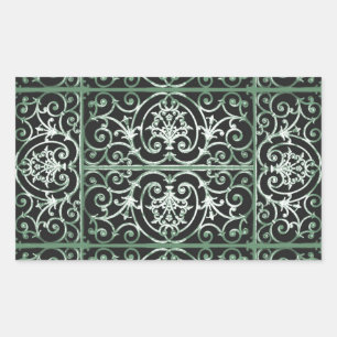 Pegatina Rectangular Patrón de desplazamiento verde y negro