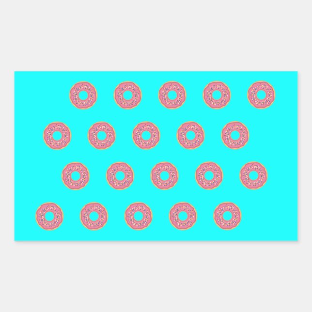 Pegatina Rectangular Patrón de donut I (Anverso)