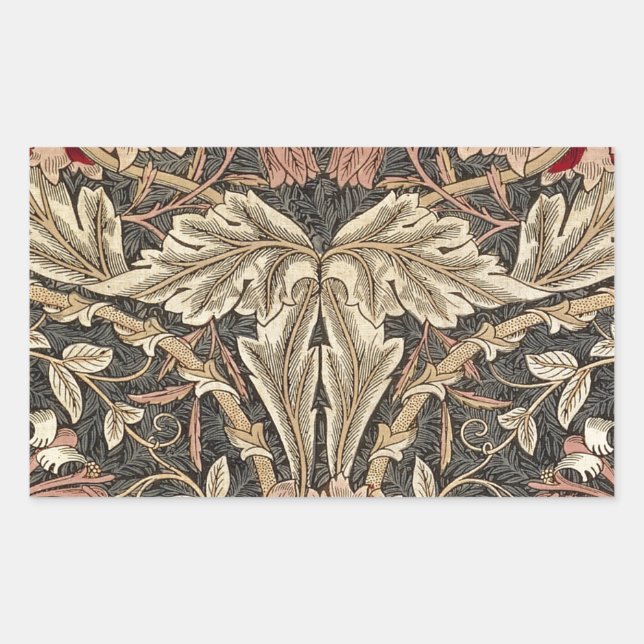 Pegatina Rectangular Patrón de época William Morris Honeysuckle (Anverso)