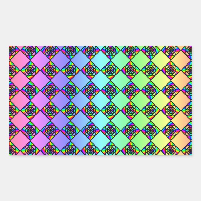 Pegatina Rectangular Patrón De Estilo Vidrio De Color Luminoso. (Anverso)