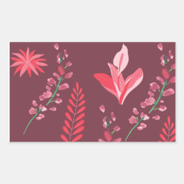 Pegatina Rectangular Patrón de flores.