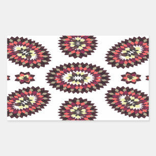 Pegatina Rectangular Patrón de flores de Mandala