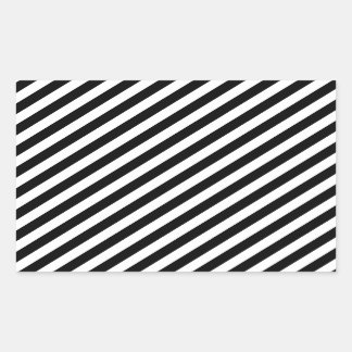 Pegatina Rectangular Patrón de franjas diagonales en blanco y negro