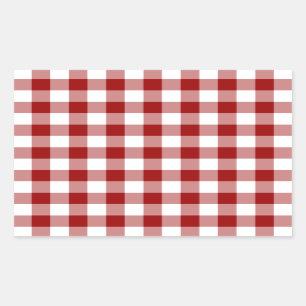 Pegatina Rectangular Patrón de Gingham rojo y blanco