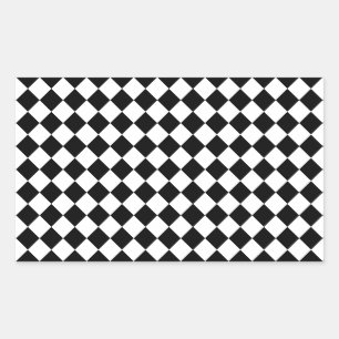 Pegatina Rectangular Patrón de Harlequin blanco y negro