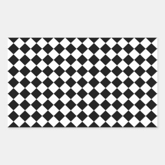 Pegatina Rectangular Patrón de Harlequin blanco y negro