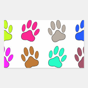 Pegatina Rectangular Patrón de impresión de hojas de perro multicolores