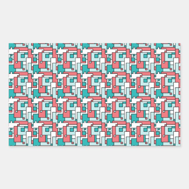 Pegatina Rectangular Patrón de ladrillo retro (Anverso)