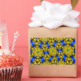 Pegatina Rectangular Patrón de las flores doradas de bonito