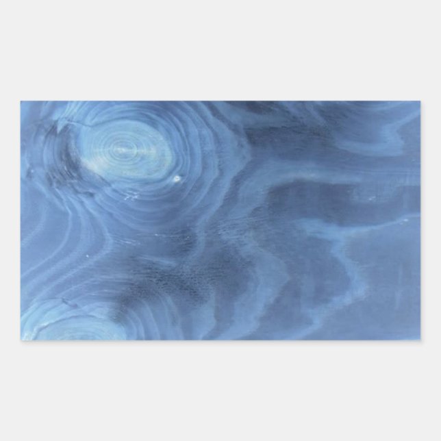 Pegatina Rectangular Patrón de madera azul (Anverso)