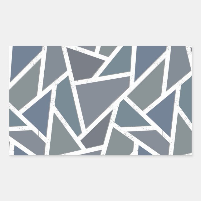 Pegatina Rectangular Patrón de mosaico azul-gris (Anverso)
