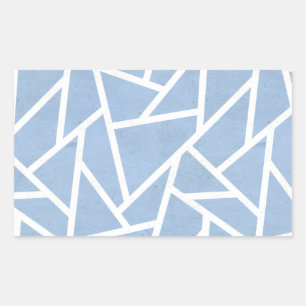 Pegatina Rectangular Patrón de mosaico azul pálido y blanco