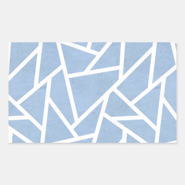 Pegatina Rectangular Patrón de mosaico azul pálido y blanco (Anverso)