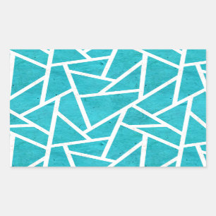 Pegatina Rectangular Patrón de mosaico azul-verde y blanco