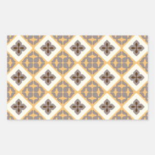 Pegatina Rectangular Patrón de mosaico floral marroquí Apricot Mauve