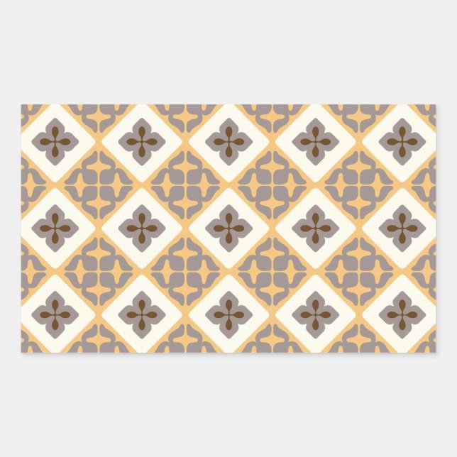 Pegatina Rectangular Patrón de mosaico floral marroquí Apricot Mauve (Anverso)