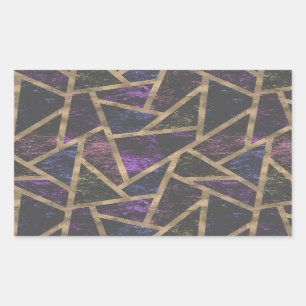 Pegatina Rectangular Patrón de mosaico morado y dorado