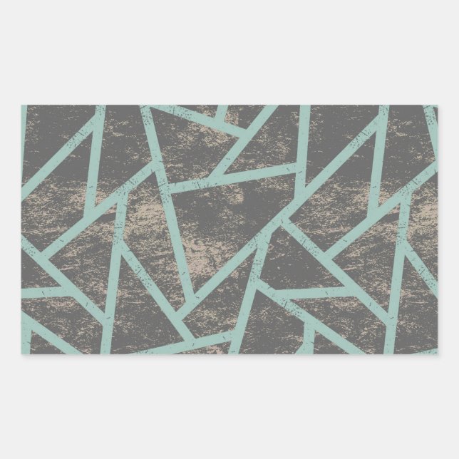 Pegatina Rectangular Patrón de mosaico verde pálido y gris (Anverso)