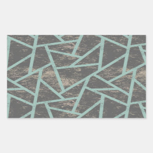 Pegatina Rectangular Patrón de mosaico verde pálido y gris