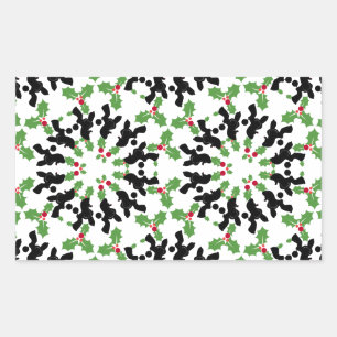 Pegatina Rectangular Patrón de Navidad de Caniche