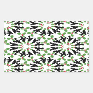 Pegatina Rectangular Patrón de Navidad de Caniche