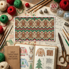 Pegatina Rectangular  Patrón de Navidad de hombre de jengibre tejido 