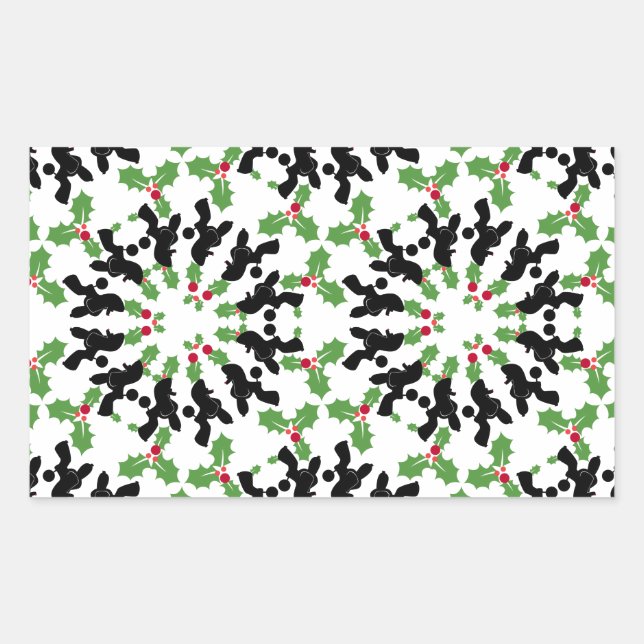 Pegatina Rectangular Patrón de Navidades de canapé (Anverso)