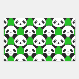 Pegatina Rectangular Patrón de oso Kawaii Panda