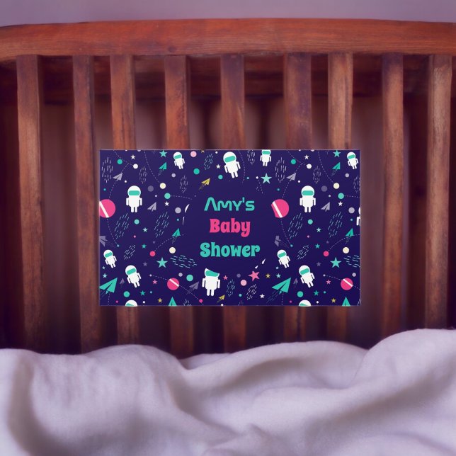 Pegatina Rectangular Patrón de Personalizado astronauta espacial (planet astronaut party theme sticker,birthday party sticker,gift pack,envelope,return gift sticker)