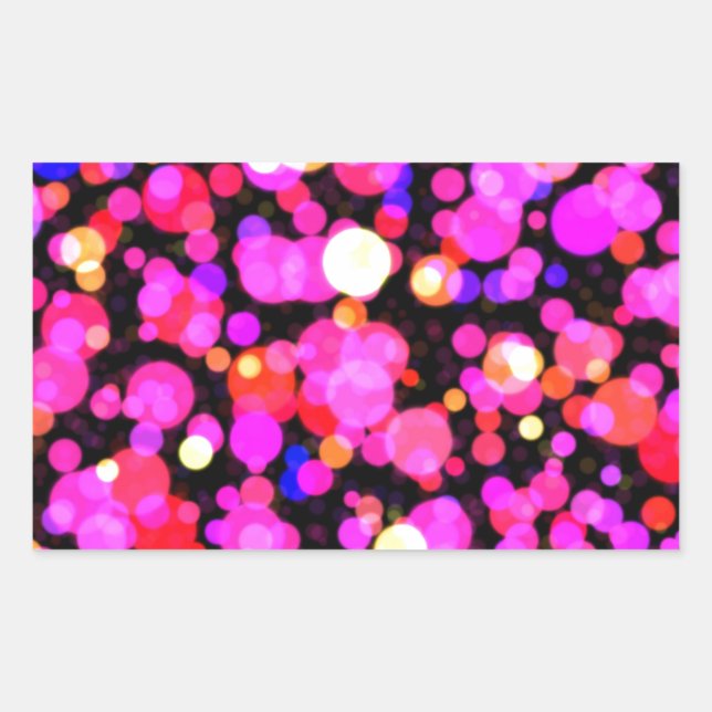 Pegatina Rectangular Patrón de punto de círculo rosado (Anverso)