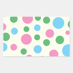 Pegatina Rectangular Patrón de puntos de polka coloridos