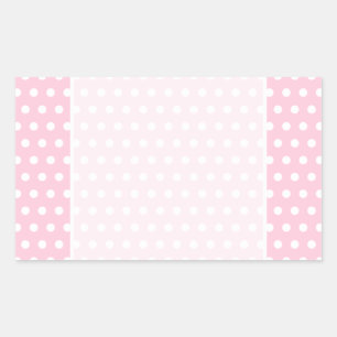 Pegatina Rectangular Patrón de puntos de polka rosa y blanco.
