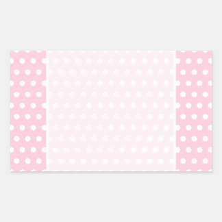 Pegatina Rectangular Patrón de puntos de polka rosa y blanco.