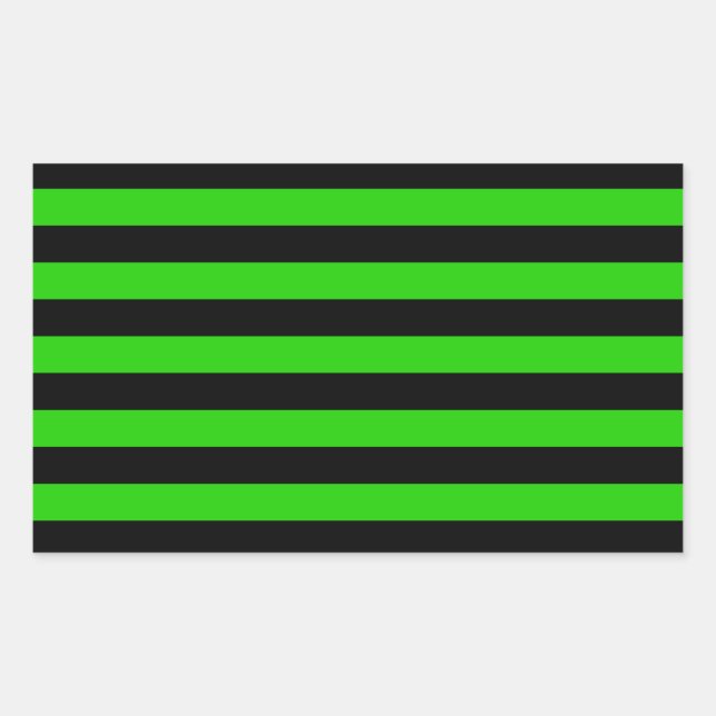Pegatina Rectangular Patrón de rayas verdes y negras en negrita (Anverso)