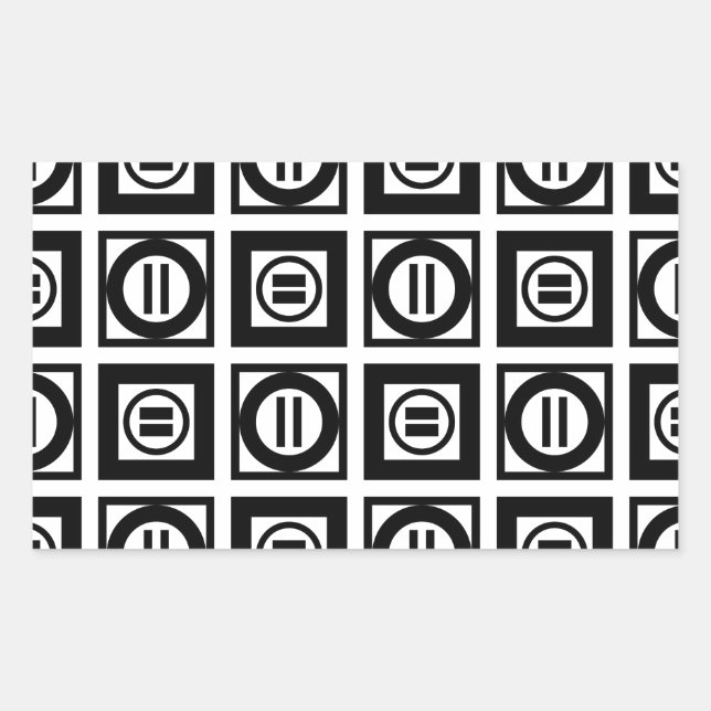 Pegatina Rectangular Patrón de Rótulo geométrico negro y blanco (Anverso)