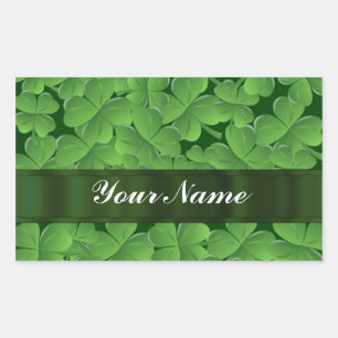 Pegatina Rectangular Patrón de shamrock verde