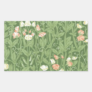 Pegatina Rectangular Patrón de Sweet Pea de William Morris Botánico Vin